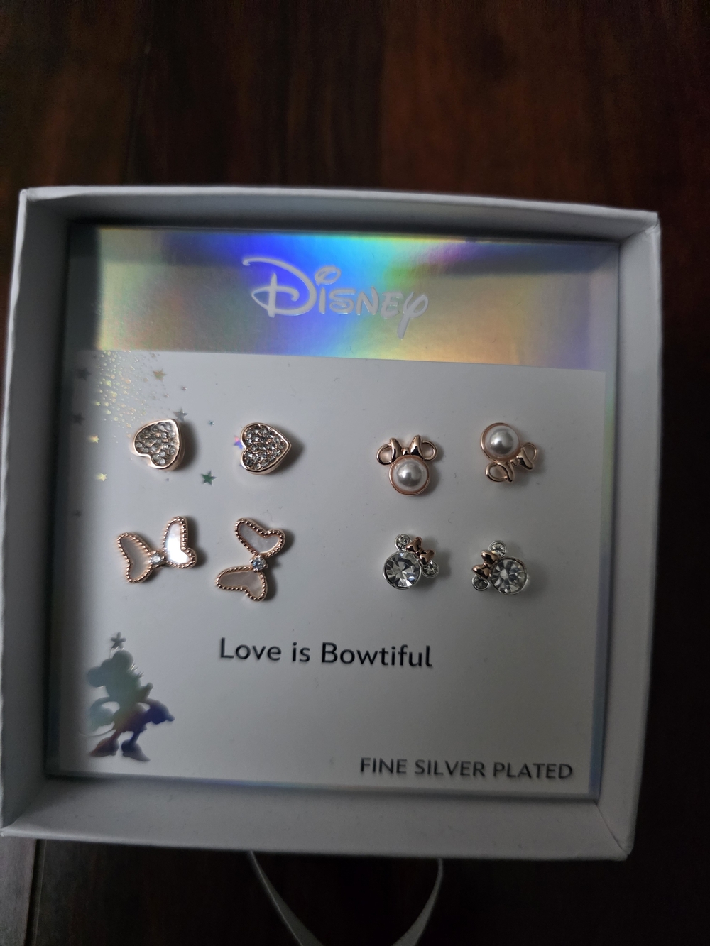 Disney Rose Gold and Pearl Stud Earring Set - Bow & Butterfly Styles